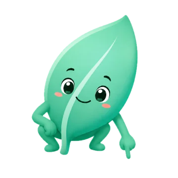 Lia, la mascota de Avelia, señalando hacia abajo